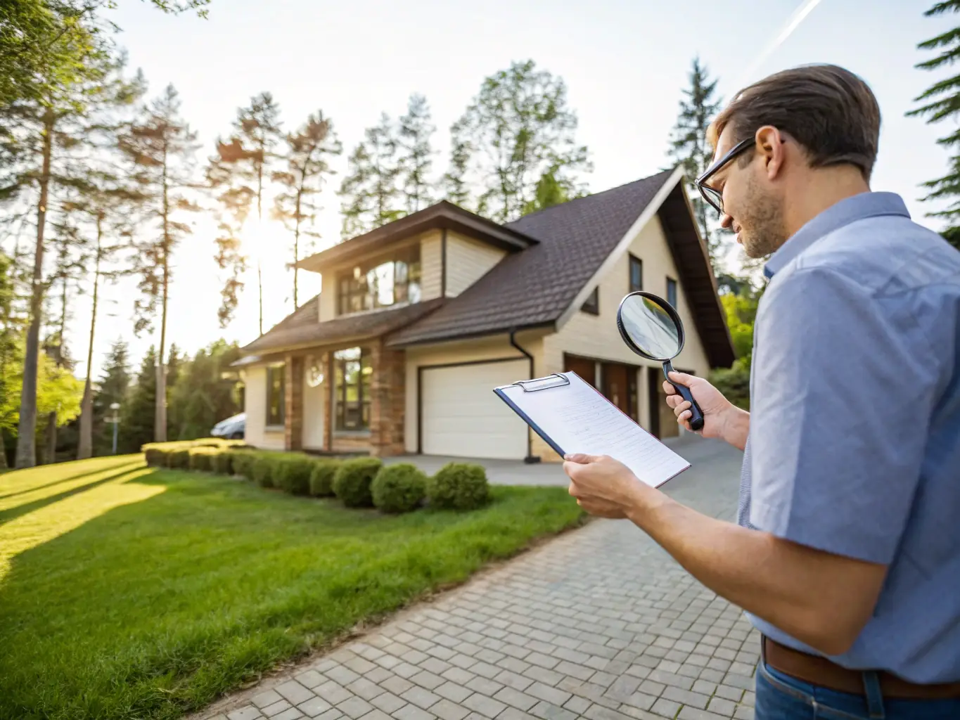 An image of a professional appraiser inspecting a property with a digital tablet, showcasing detailed valuation work.